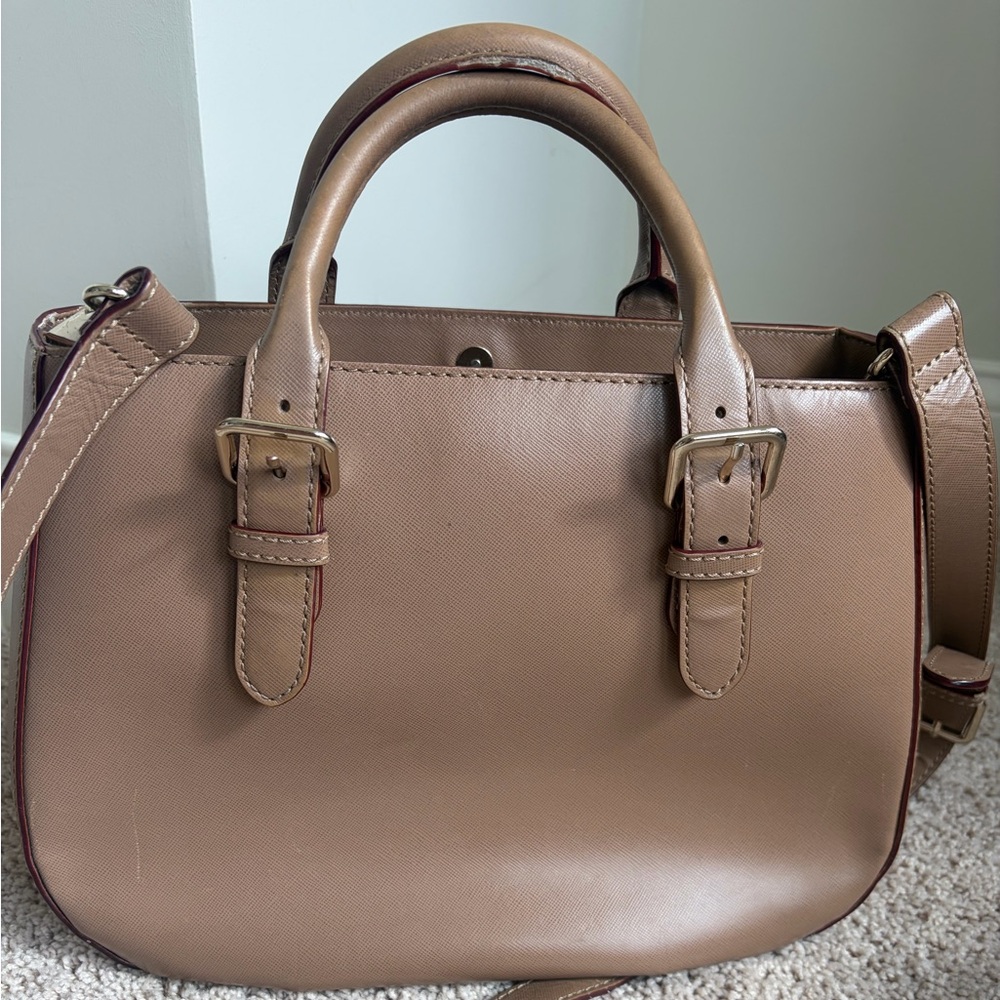 Kate Spade Tan Satchel Purse with Flaws - Picture 2 of 13